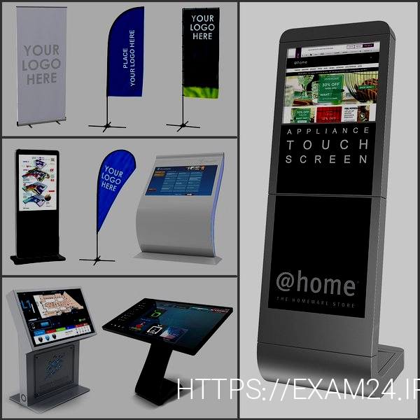 3D electronic kiosks banner stands model